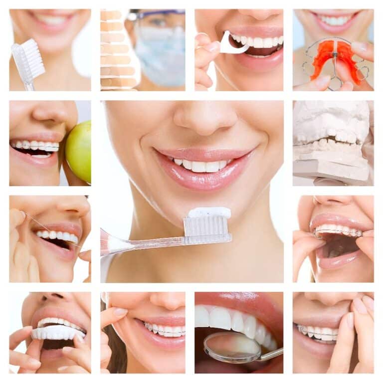 Collage of Maintaining Healthy Teeth