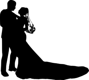 silhouette-wedding - bride and groom